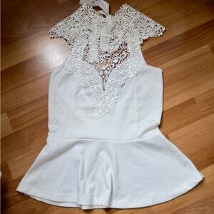 Chic Ivory Lace Women's Blouse
